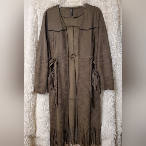 Womens Vocal Western Army Green Duster Jacket sz M - Picture 1 of 10